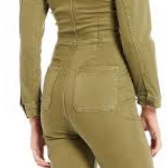 Lennox Zipper Front Stretch Point Collar Long Sleeve Overall Denim Jumps… - Picture 2 of 2